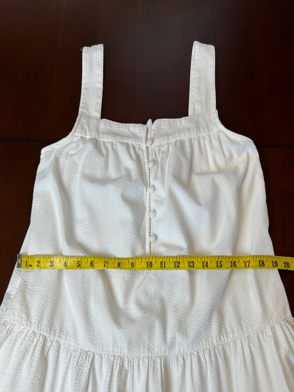 Faherty Marina Tiered Midi Seersucker White Sleeveless Dress Small - Picture 9 of 14